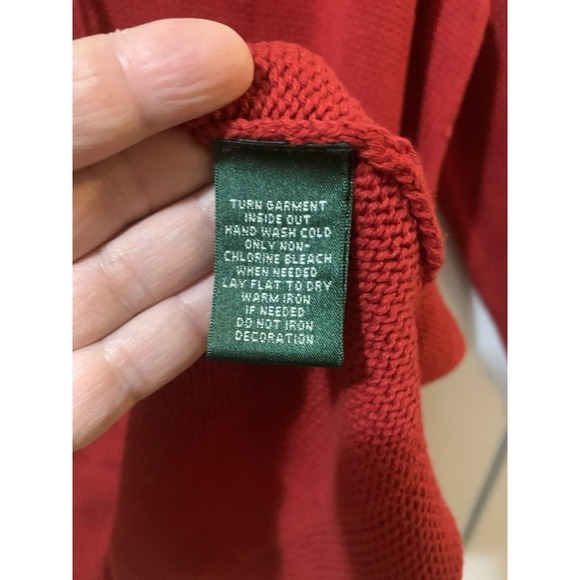 Lauren Ralph Lauren 3X Red Cotton Top Lace Up Crew Neck Long Sleeve Tunic Blouse - Picture 5 of 11